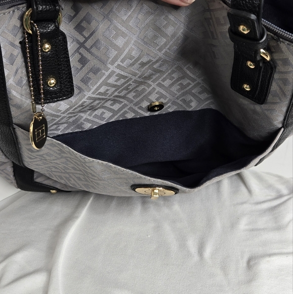 Tommy Hilfiger EUC tote bag double handles Large grey black - Picture 8 of 17